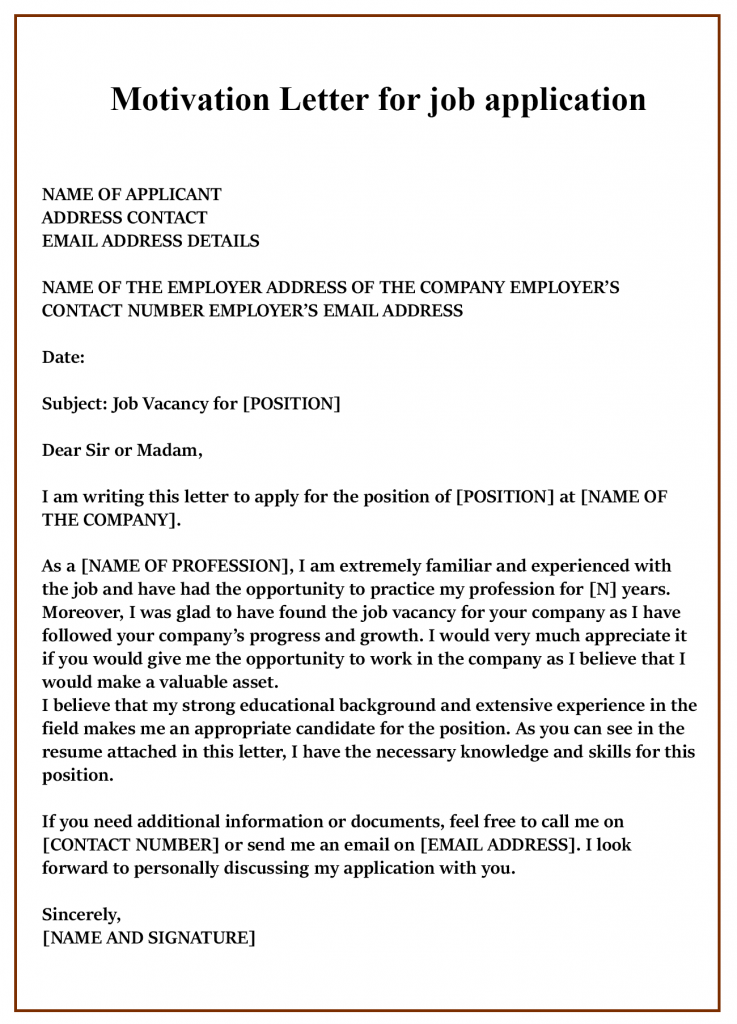 Motivation Letter for Job Application Sample with Examples