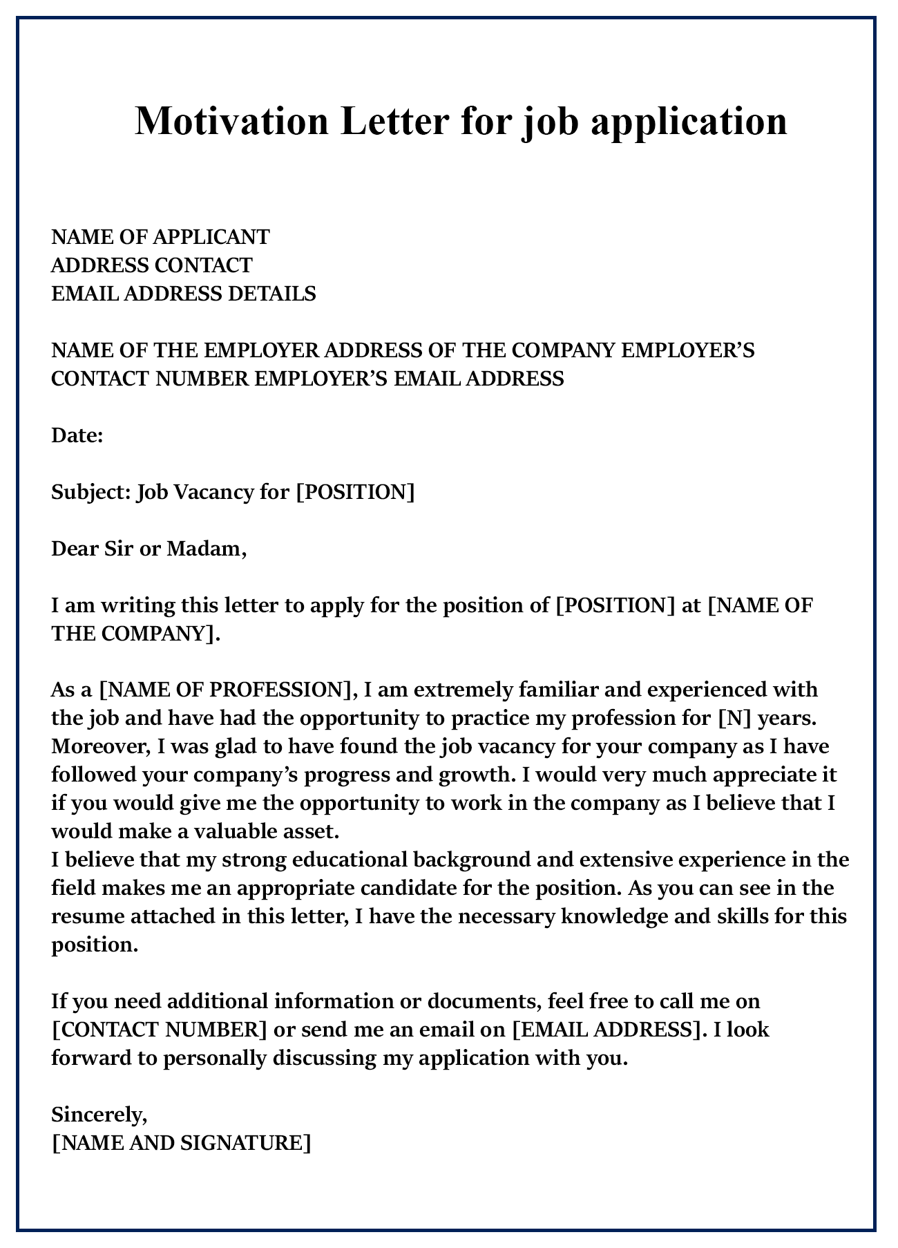 How To Write A Motivation Letter For A Job Pdf Word Doc