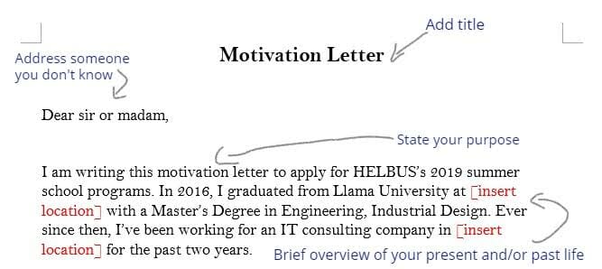 Sample Motivation Letter Template For Masters