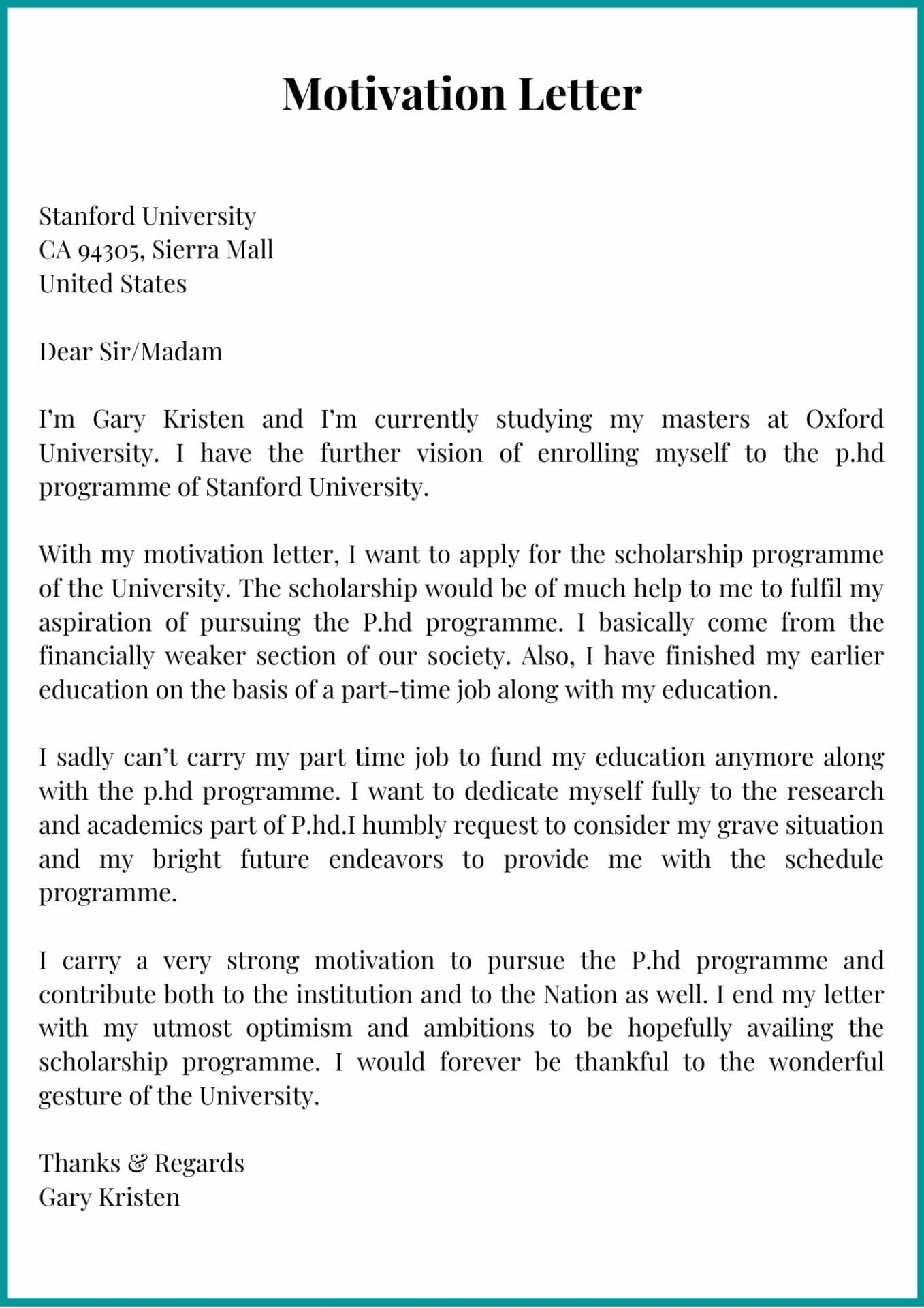 motivation letter phd economics