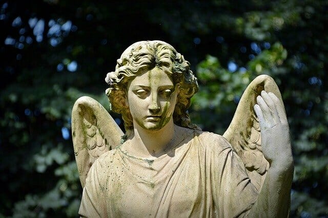 Sorrowful angel statue