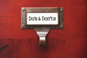 Lustrous Wooden Cabinet with Do's and Don'ts File